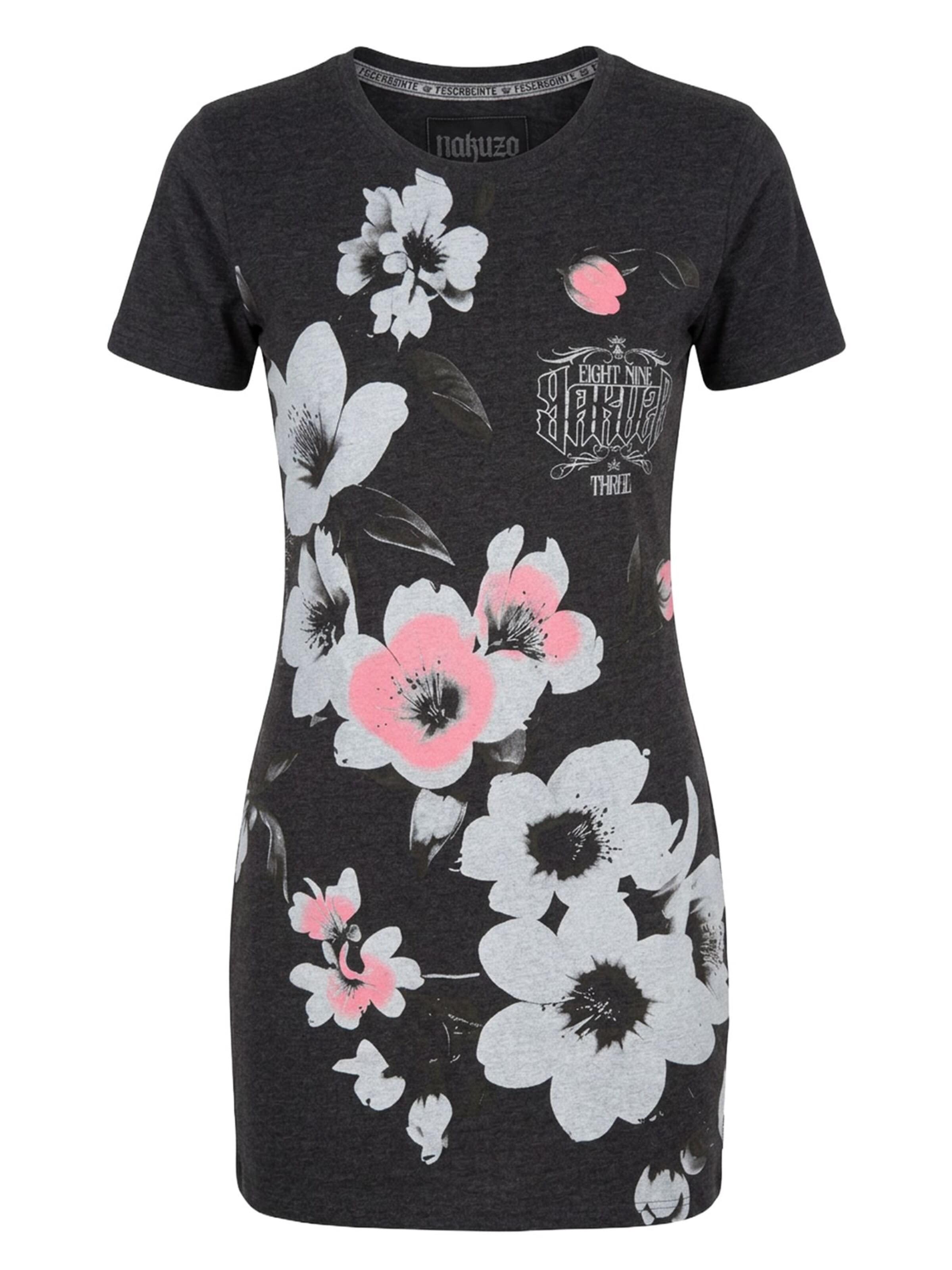 Yakuza Shirt Dress 'Flowers' in Black: front