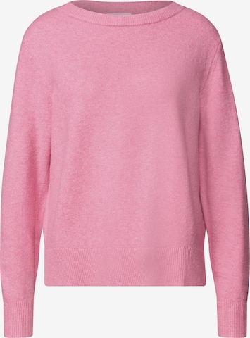 STREET ONE Langarm Pullover mit Boat Neck in Pink: Vorderseite