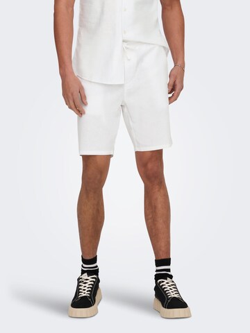 Regular Pantalon 'Linus' Only & Sons en blanc : devant