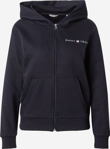 GANT Zip-Up Hoodie in Black: front