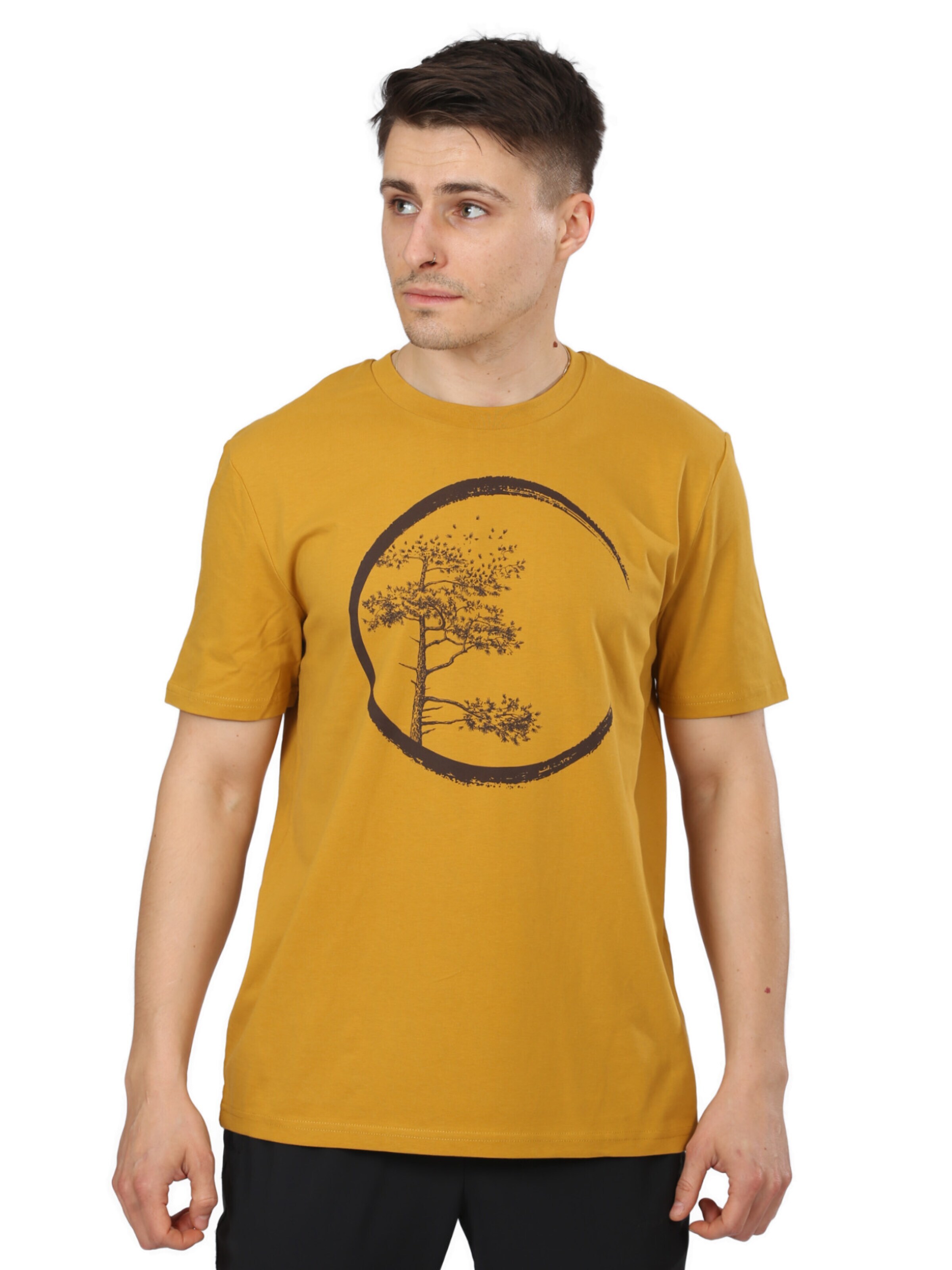 Life-Tree Shirt 'Organic Fairwear Shirt Men Ocre Circle' in Gelb