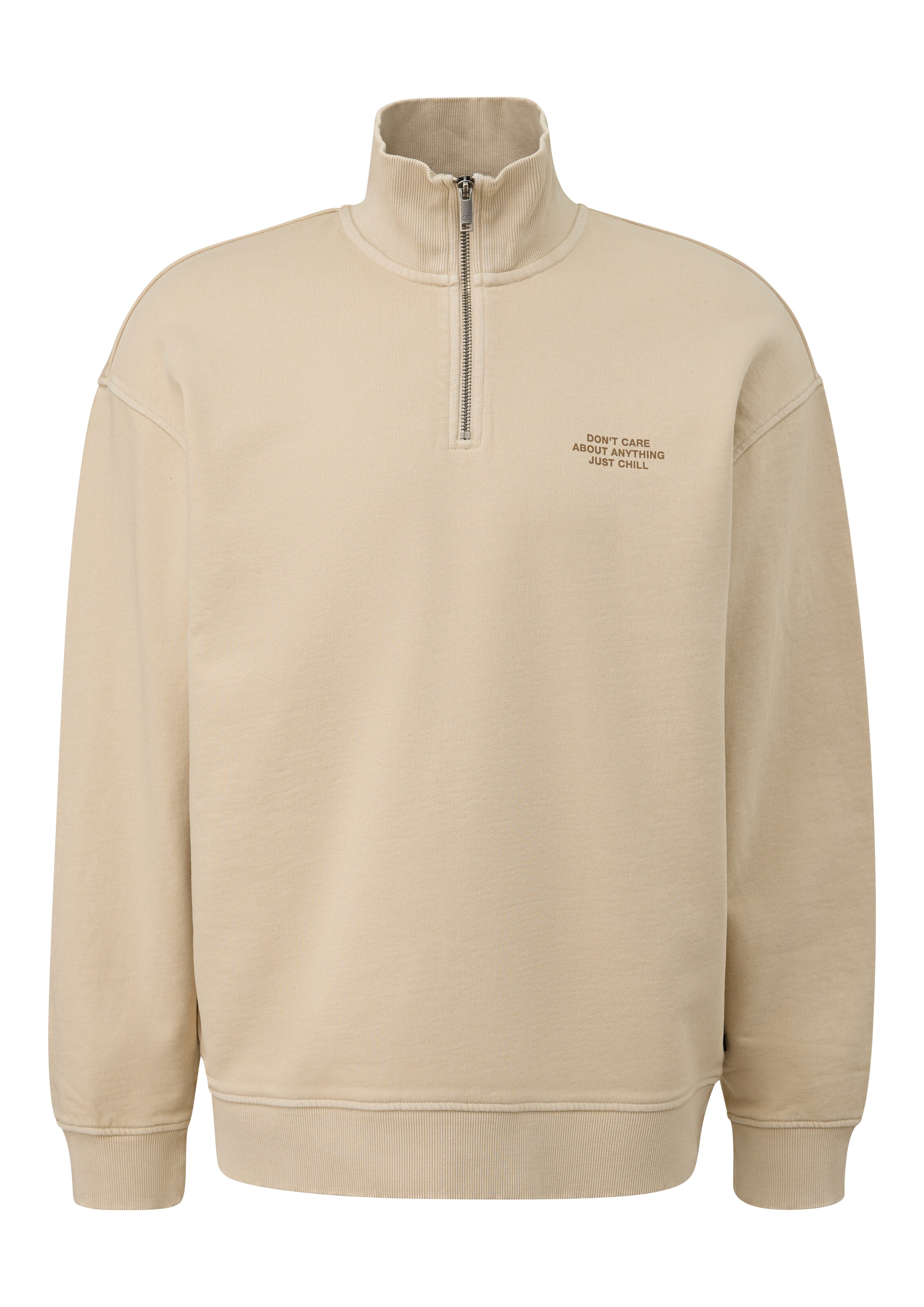 Sweat-shirt QS en beige : devant