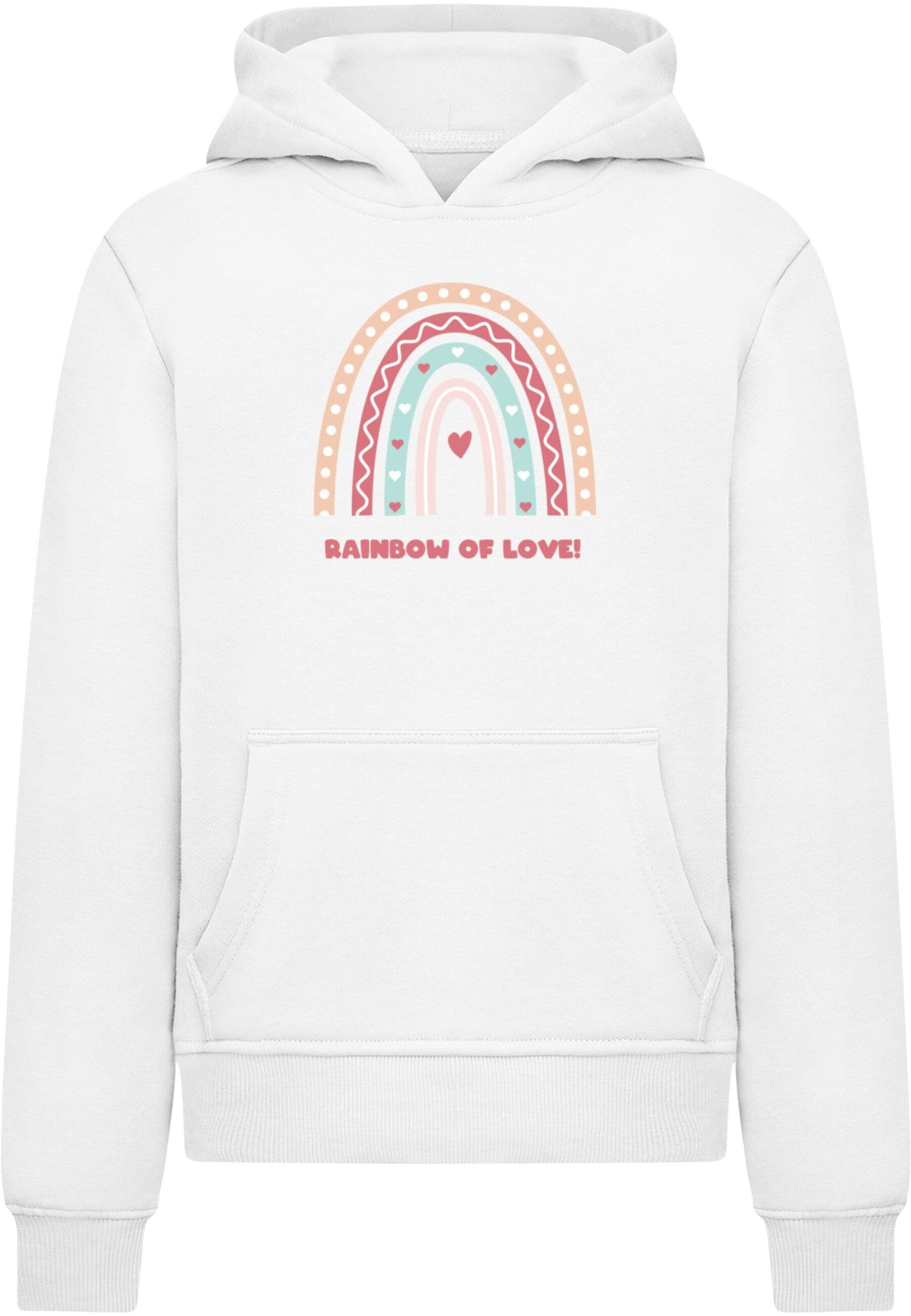 Merchcode Sweatshirt 'Rainbow of Love' in Wit: voorkant