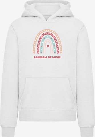 Merchcode Sweatshirt 'Rainbow of Love' in Weiß: Vorderseite