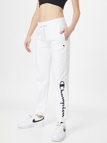 Champion Authentic Athletic Apparel Tapered Workout Pants in White: front