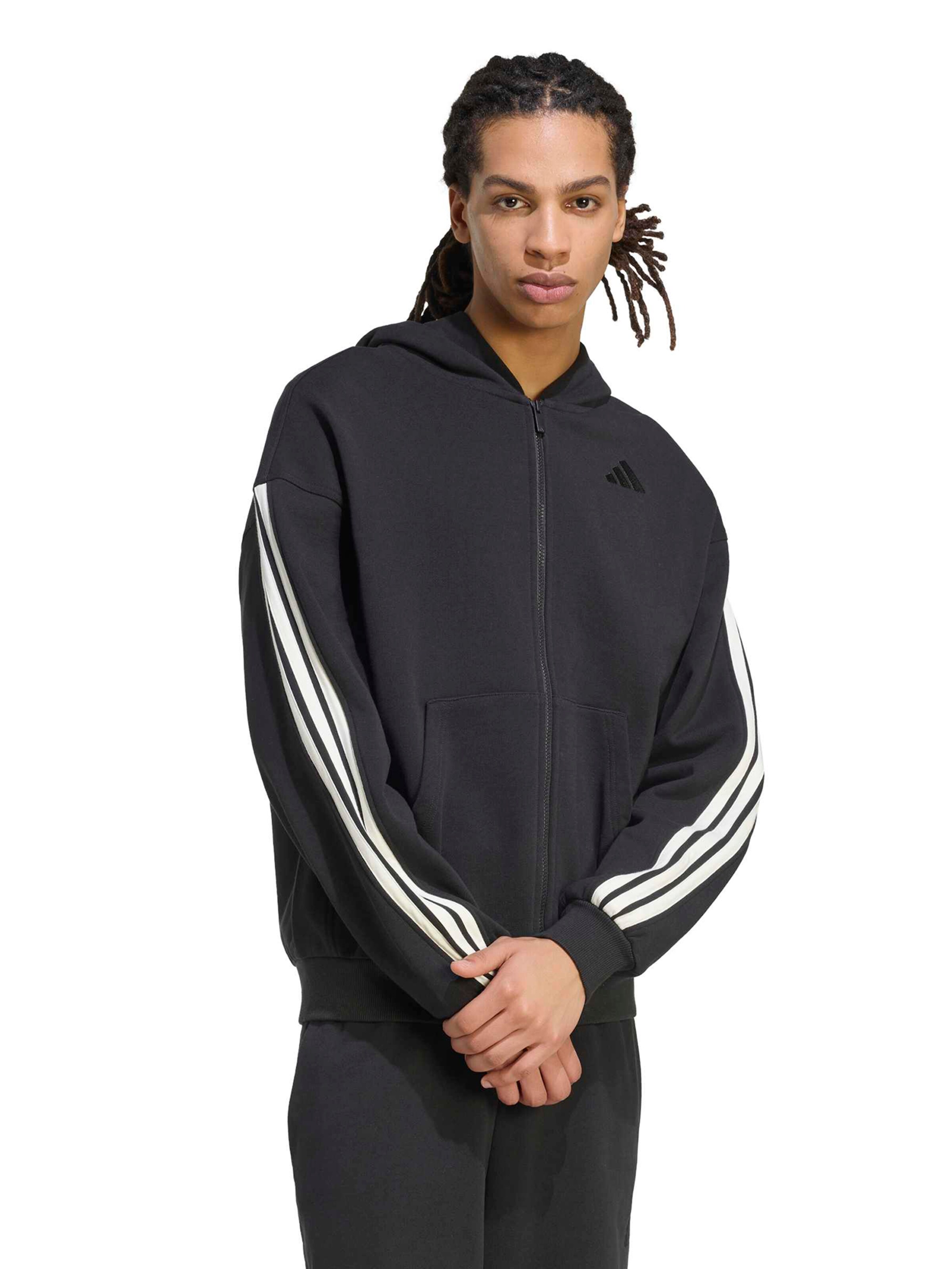Bluză cu fermoar sport de la ADIDAS SPORTSWEAR pe negru: față