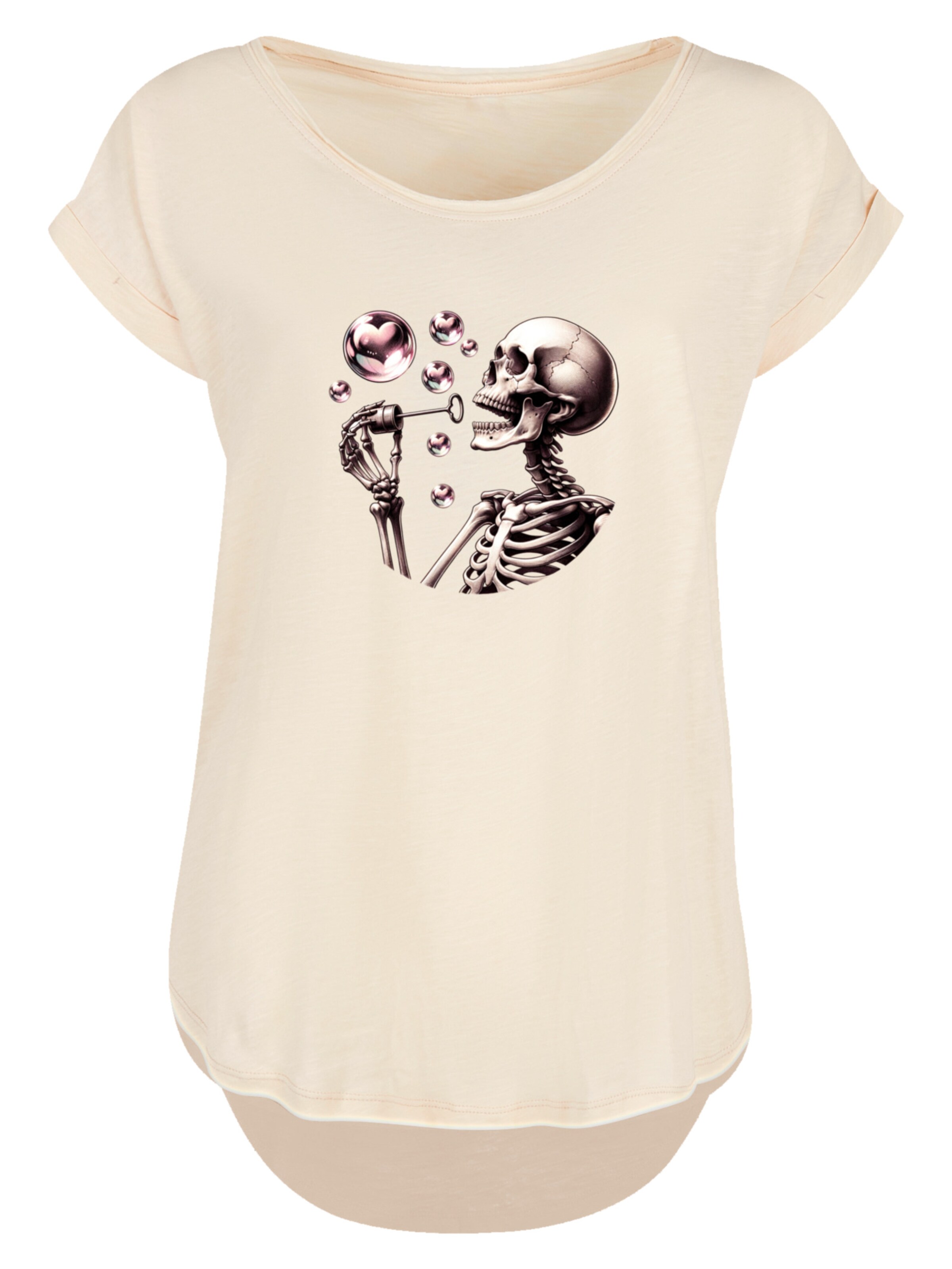 T-shirt 'Niedliches Goth Skelett Herz' F4NT4STIC en beige : devant
