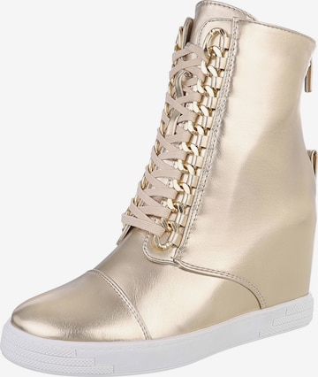 Ital-Design Schnürstiefelette in Gold: Vorderseite