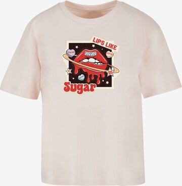 F4NT4STIC T-Shirt 'Lips Like Sugar Retro Fashion Valentinstag' in Pink: Vorderseite