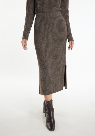 DreiMaster Klassik Skirt 'Ledkin' in Brown: front