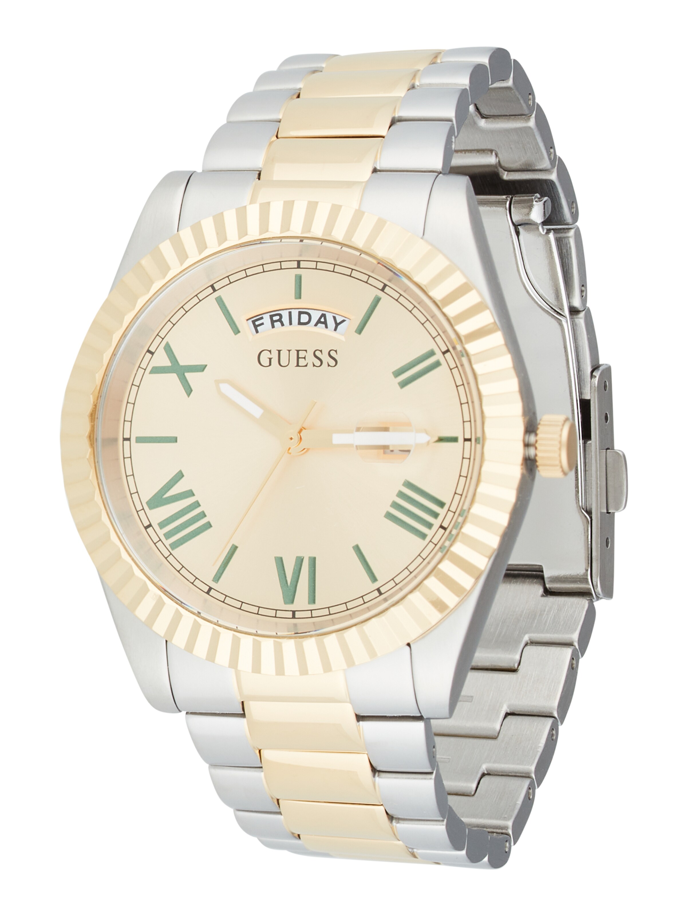 GUESS Analogt ur 'Connoisseur' i sølv: forside