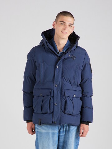 INDICODE JEANS Winter Jacket 'Stacks' in Blue: front