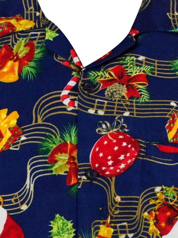 King Kameha Regular Fit Hemd 'Christmas Music' in Blau
