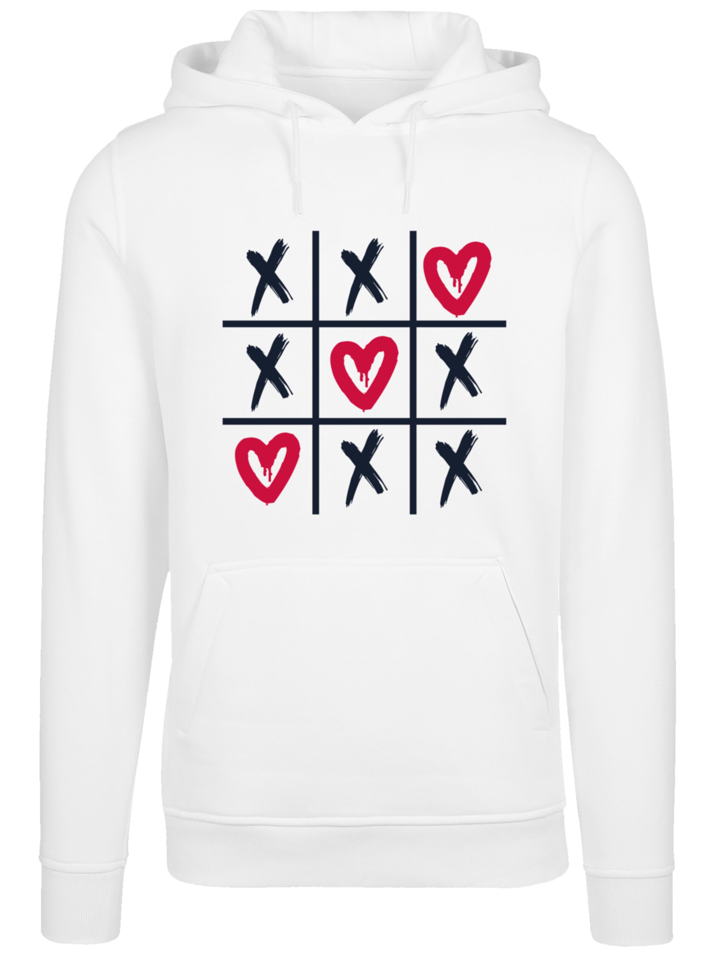 Sweat-shirt 'Valentinstag Herz Tic Tac Toe' F4NT4STIC en blanc : devant