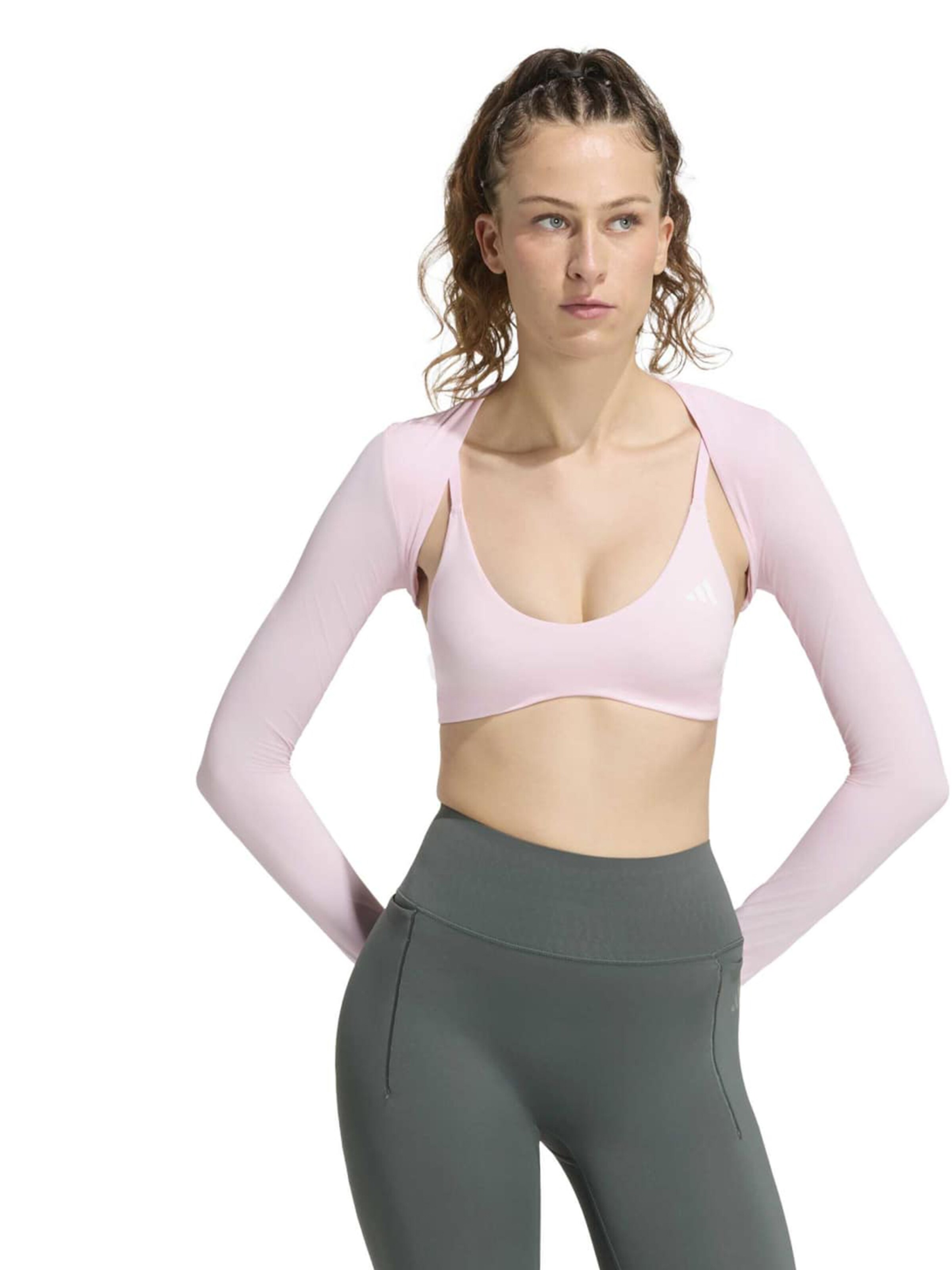 ADIDAS PERFORMANCE Αθλητική πλεκτή ζακέτα 'Power Essentials' σε ροζ: μπροστά