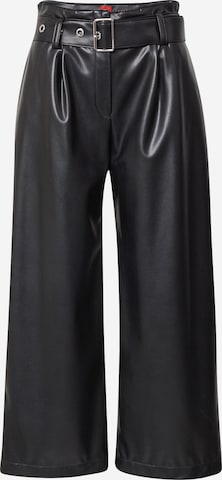 HUGO Red Wide leg Pleat-Front Pants 'Hekelli' in Black: front