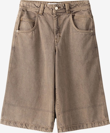 Bershka Wide Leg Shorts in Beige: predná strana