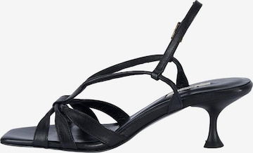Desa Strap sandal 'DESA Damen-Sandalen aus Leder mit Knöchelriemen und Absatz' in Black: front