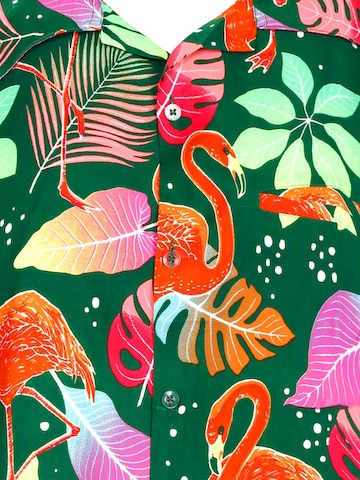 Maglietta 'Funky Flamingos' di King Kameha in verde