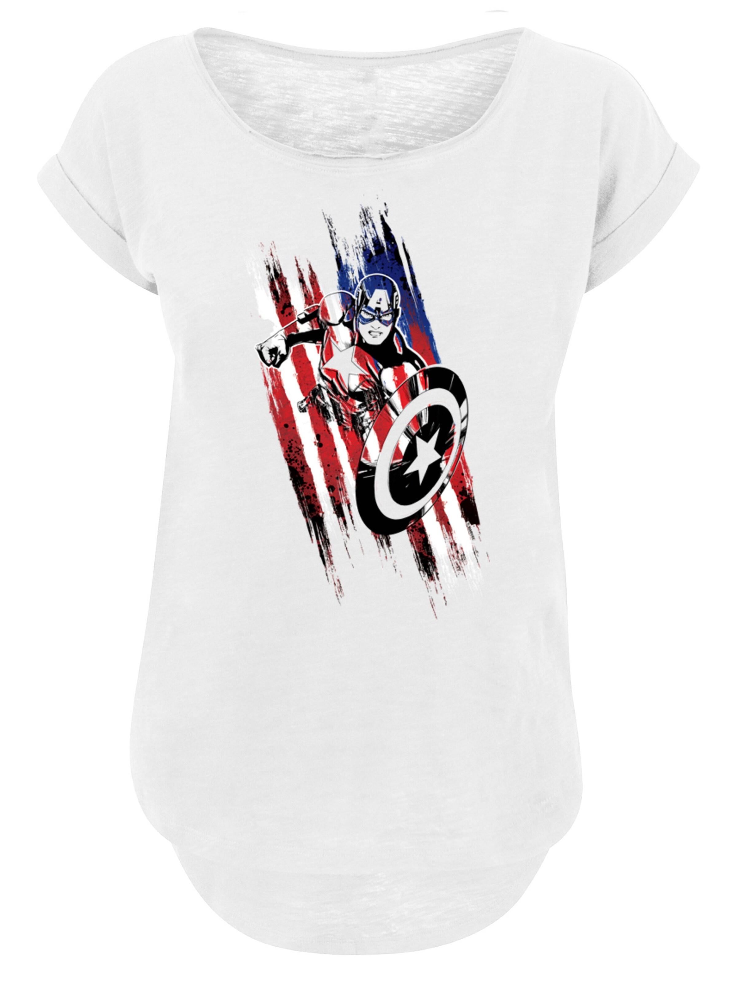 T-shirt 'Marvel Avengers Captain America Streaks' F4NT4STIC en blanc : devant