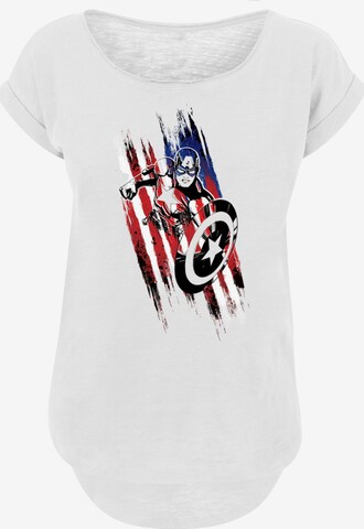 T-shirt 'Marvel Avengers Captain America Streaks' F4NT4STIC en blanc : devant