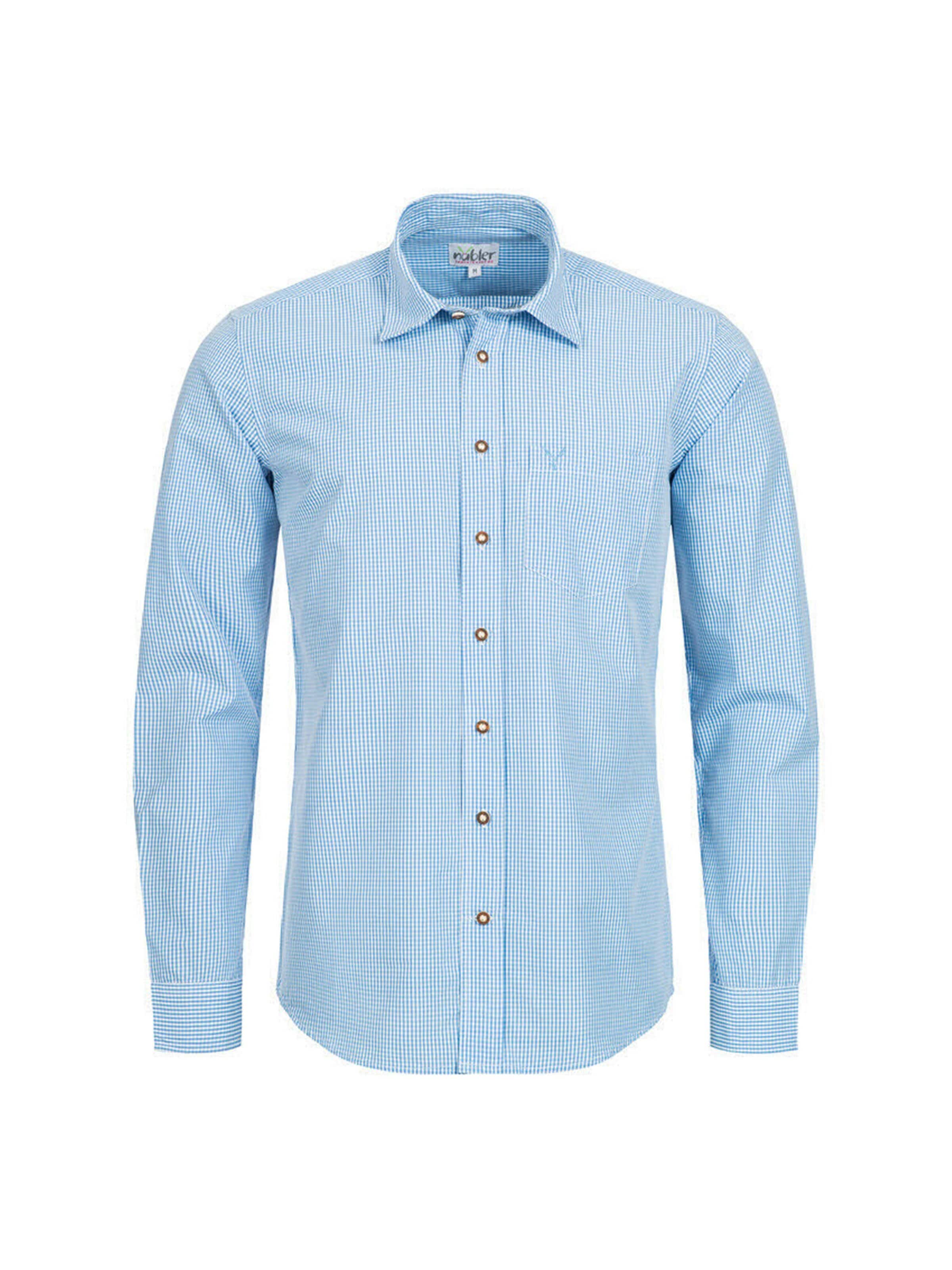 Trachtenhof Nübler Regular fit Traditional Button Up Shirt 'Rudi' in Blue: front