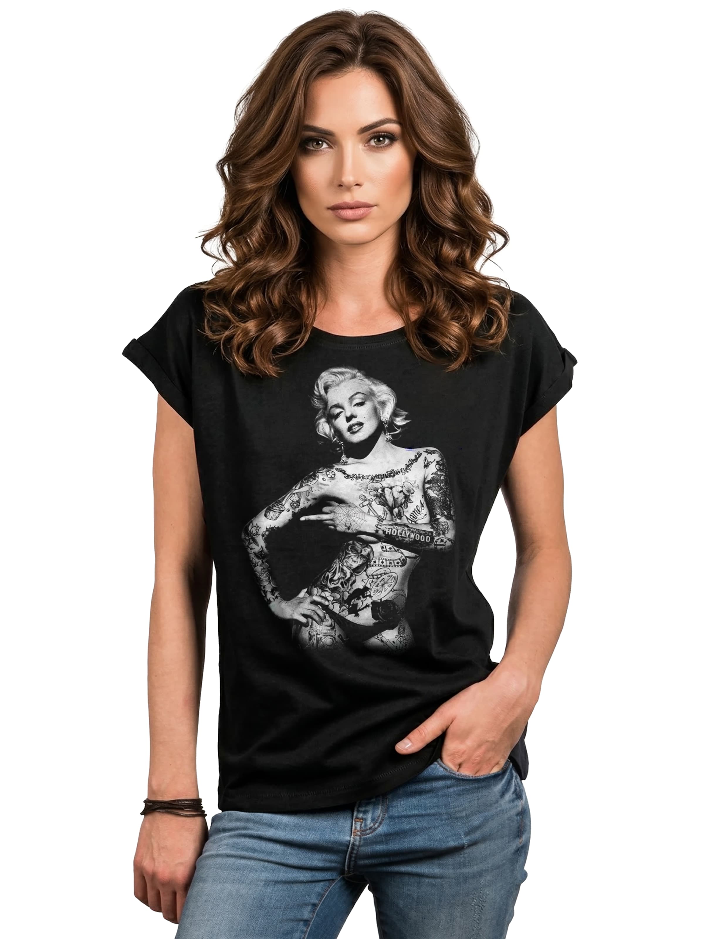 MAKAYA Shirt 'Tattoo' in Black: front
