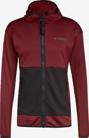 ADIDAS TERREX Skinny Athletic Fleece Jacket in Red: front