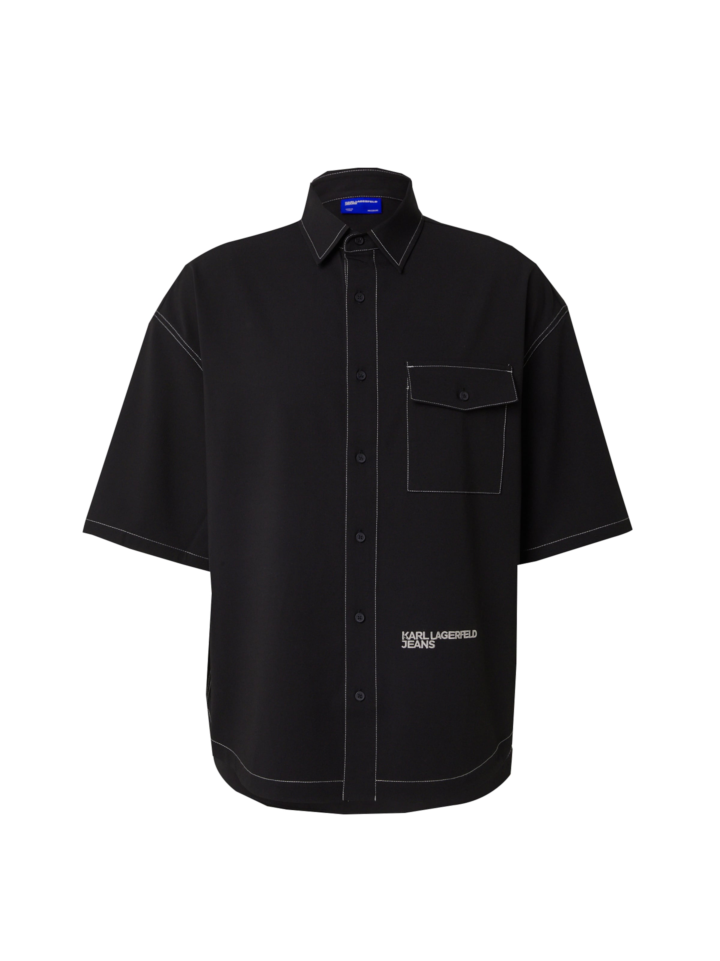 KARL LAGERFELD JEANS Comfort Fit Риза в черно: отпред