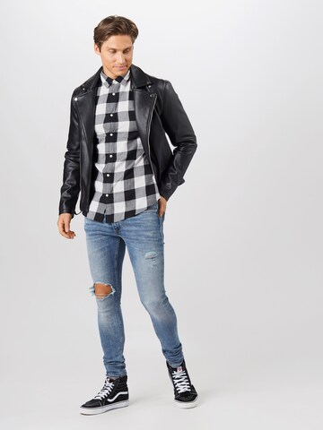 JACK & JONES Slim fit Overhemd 'Gingham' in Zwart