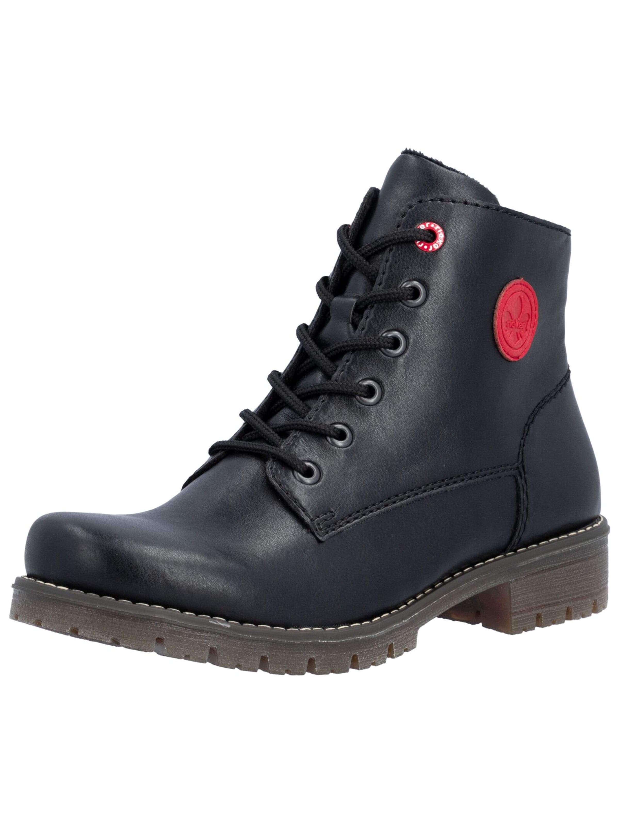 Rieker Lace-Up Ankle Boots in Black: front
