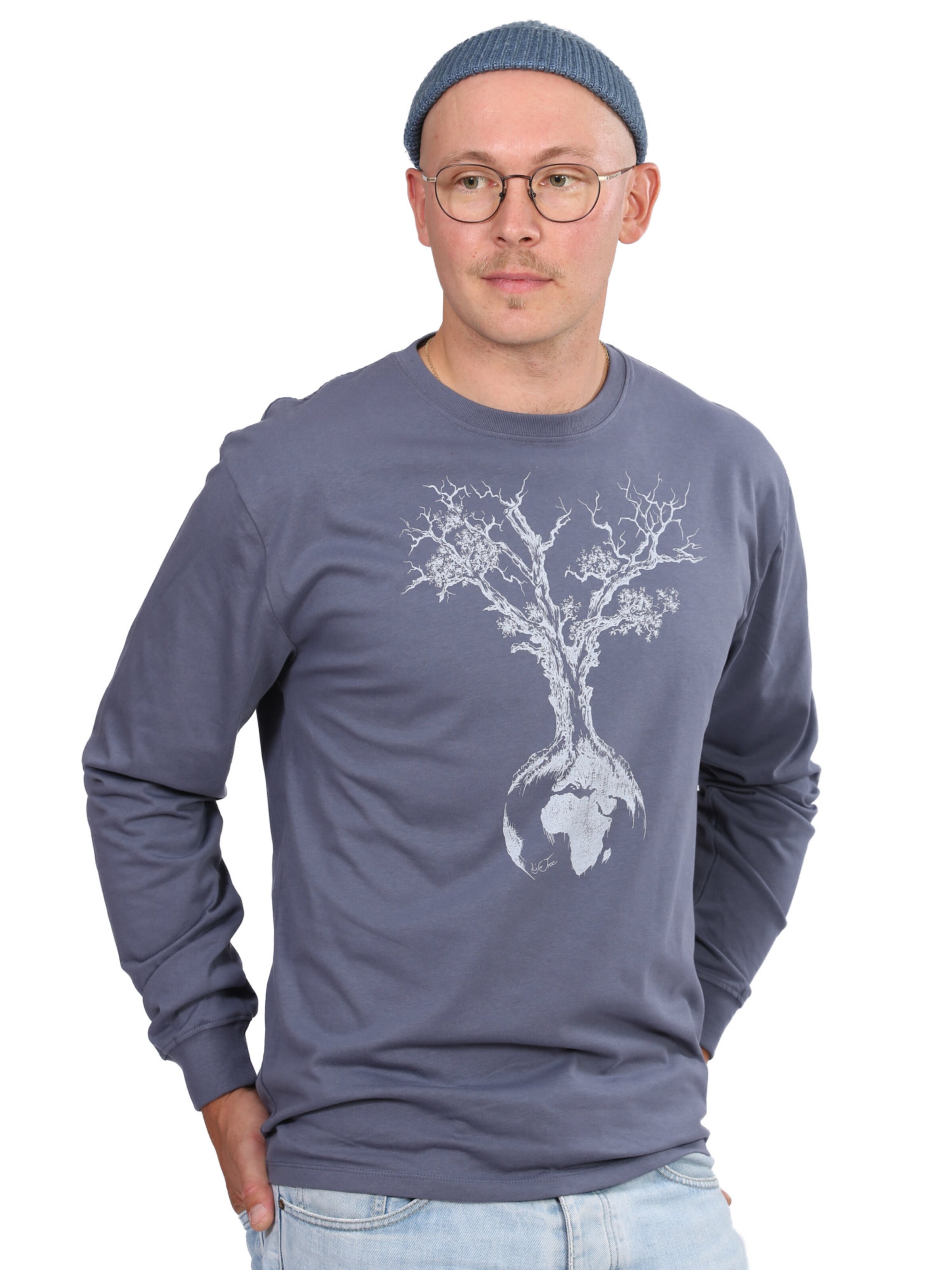 Life-Tree Tričko 'Fairwear Weltenbaum' – modrá
