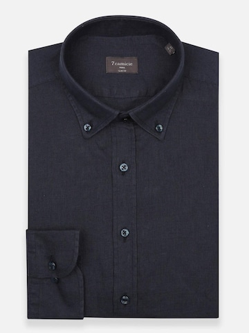 Camicia business 'Leonardo Linen Man Shirt' di 7Camicie in blu: frontale