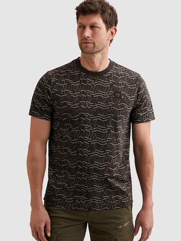 Maglietta 'PME LEGEND - T-shirt in slub jersey with allover print and badge' di PME Legend in grigio: frontale