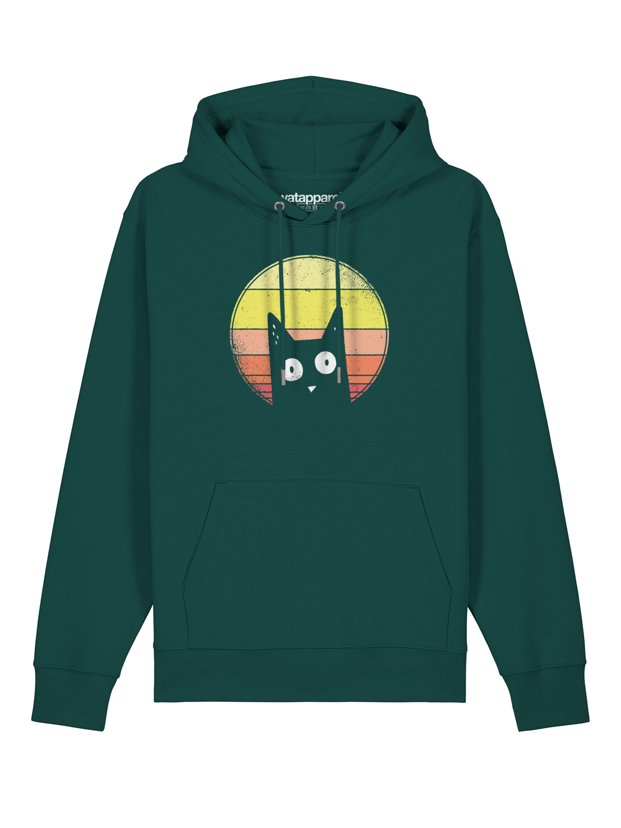 Sweat-shirt ' Sunset Cat ' Watapparel en vert : devant