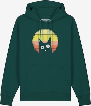 Watapparel Sweatshirt ' Sunset Cat ' in Grün: Vorderseite