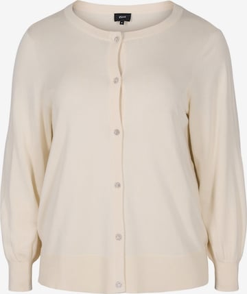 Zizzi Knit Cardigan 'MCARRIE' in Beige: front