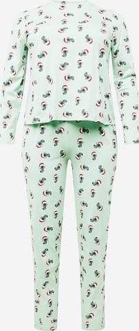 Pijama 'FREYA' de la PIECES Curve pe verde: față