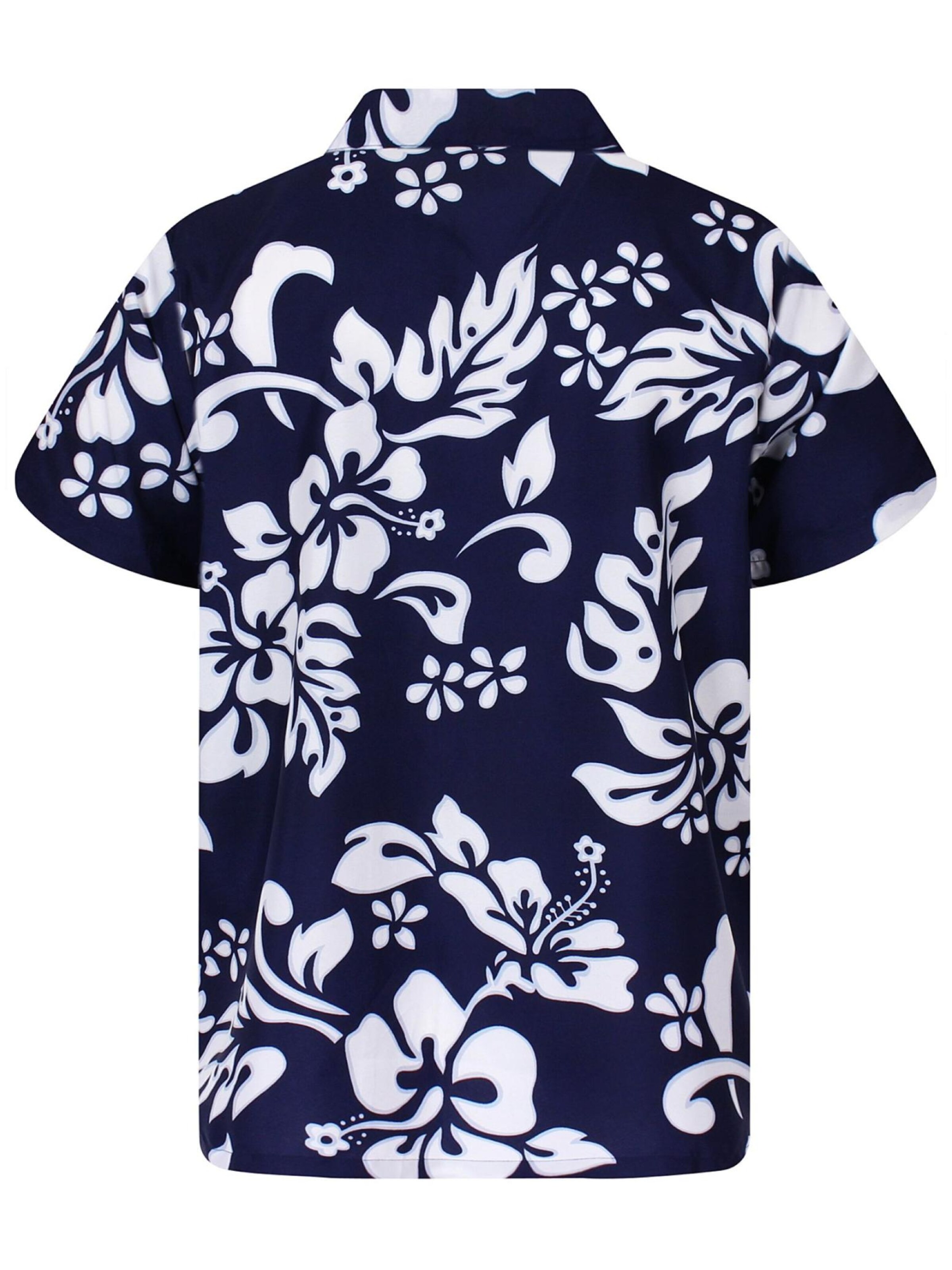 King Kameha Shirt 'Hibiscus'‌ in Blau