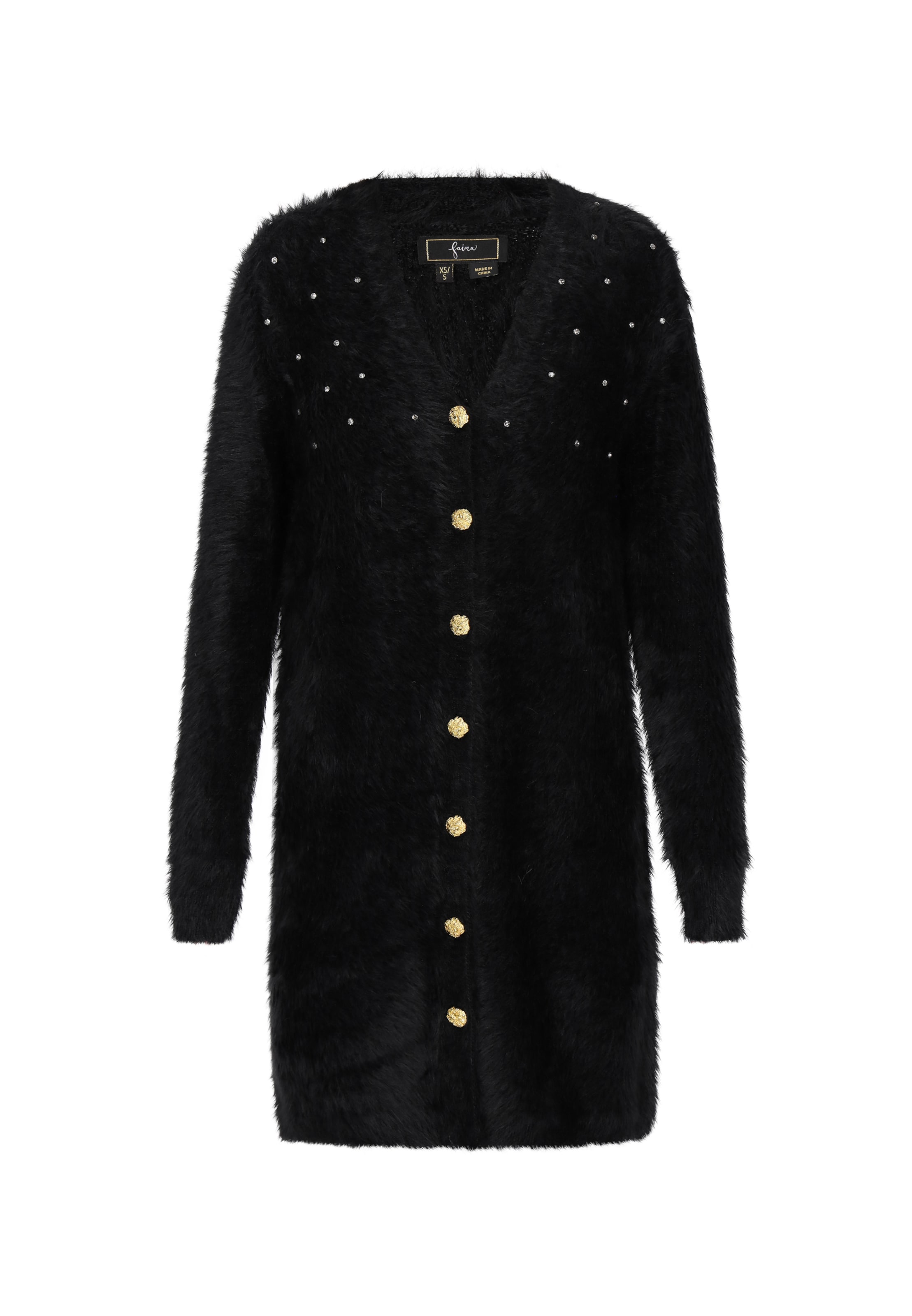 faina Płaszcz z dzianiny w kolorze czarny: przód