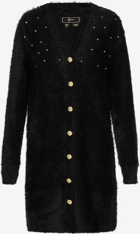 melns faina Adīts mētelis: no priekšpuses