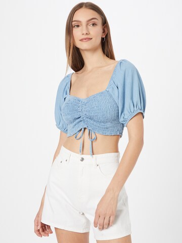 Missguided Shirt 'CHAMBRAY' in Blauw: voorkant