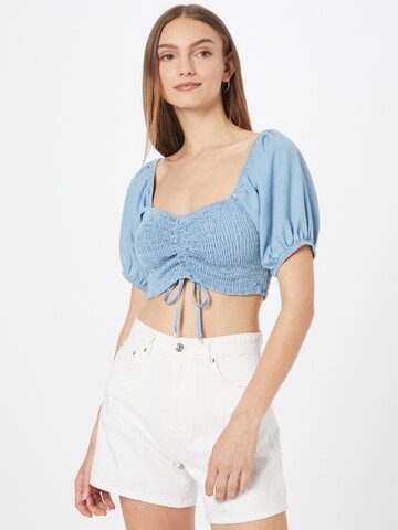 Missguided Shirt 'CHAMBRAY' in Blue: front