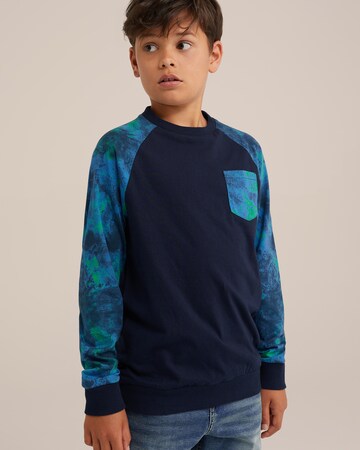 Tricou de la WE Fashion pe albastru: față