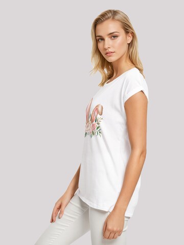 F4NT4STIC Shirt 'Blumen Osterhasen Ohren Dekor' in Wit