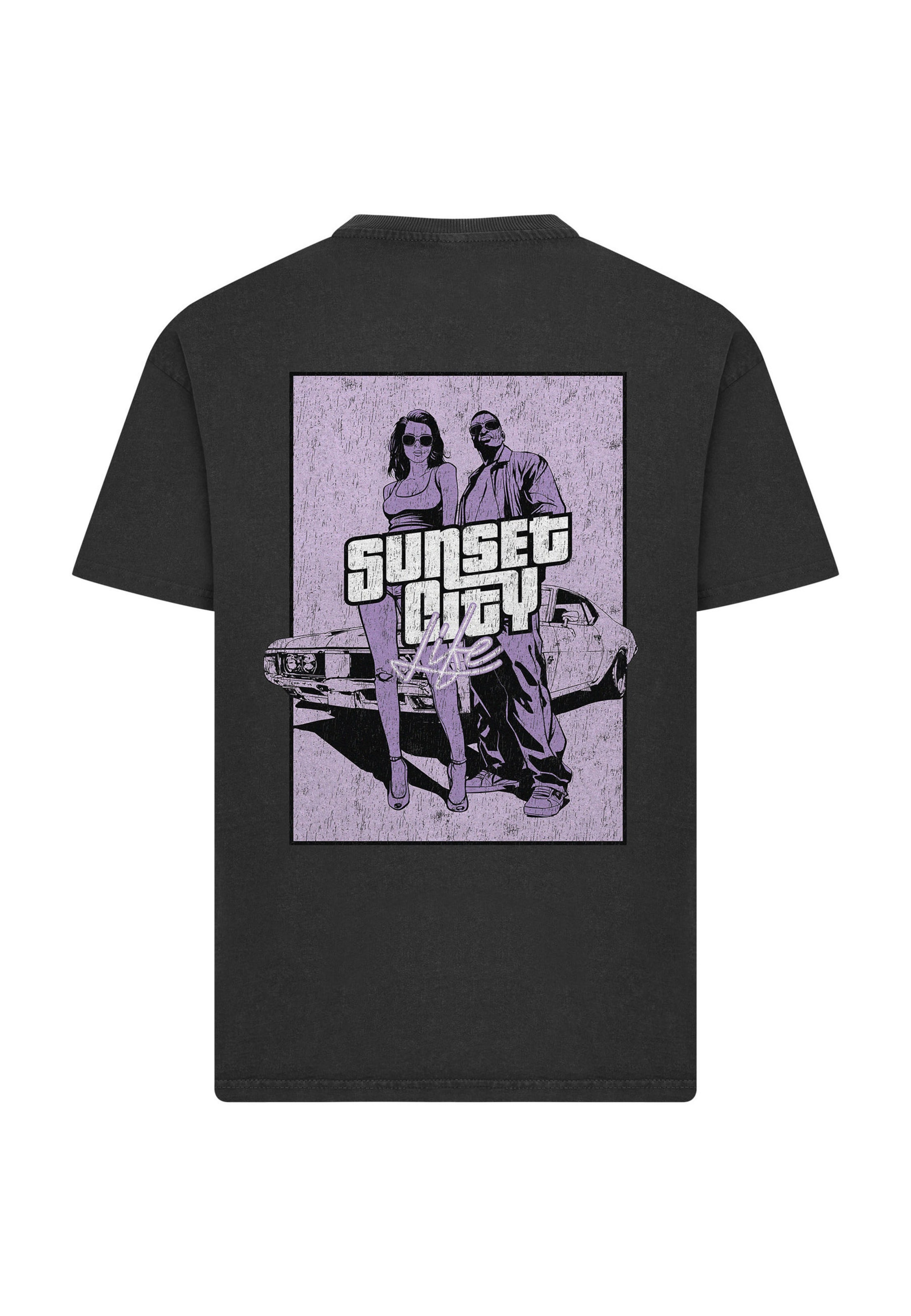 Mister Tee - Camisa 'Sunset City' em preto