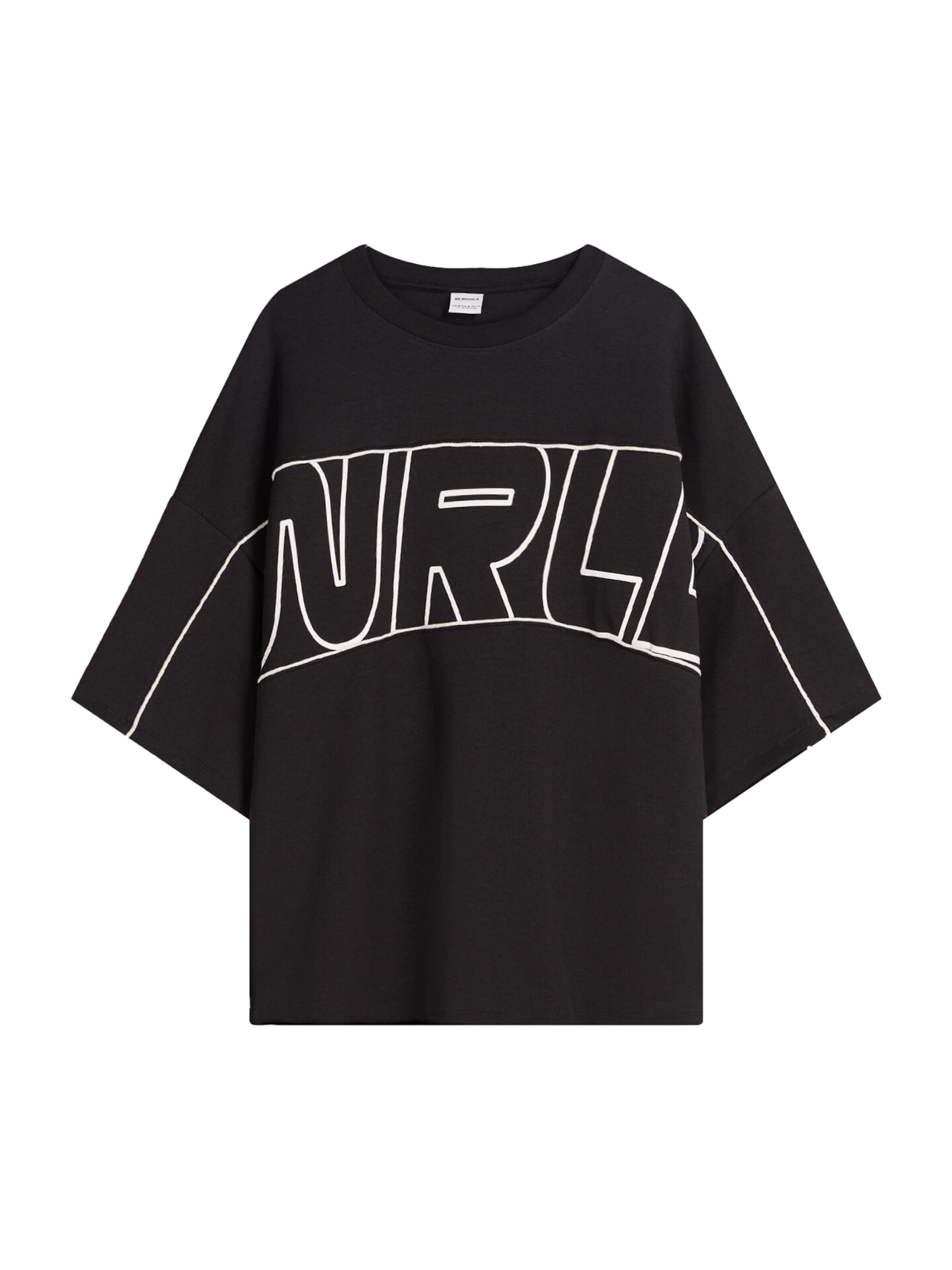 Bershka Koszulka w kolorze czarny / białym, Podgląd produktu