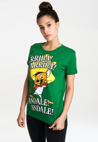 LOGOSHIRT T-Shirt 'Looney Tunes – Arriba! Andale!' in Grün: Vorderseite
