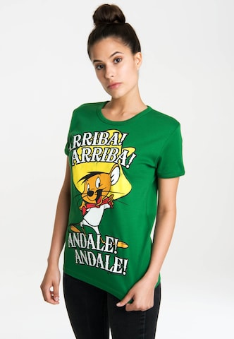 LOGOSHIRT Shirt 'Looney Tunes – Arriba! Andale!' in Green: front