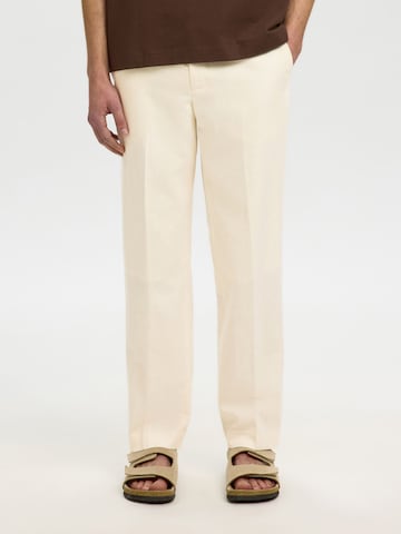 SELECTED Regular Trousers with creases in Beige: front